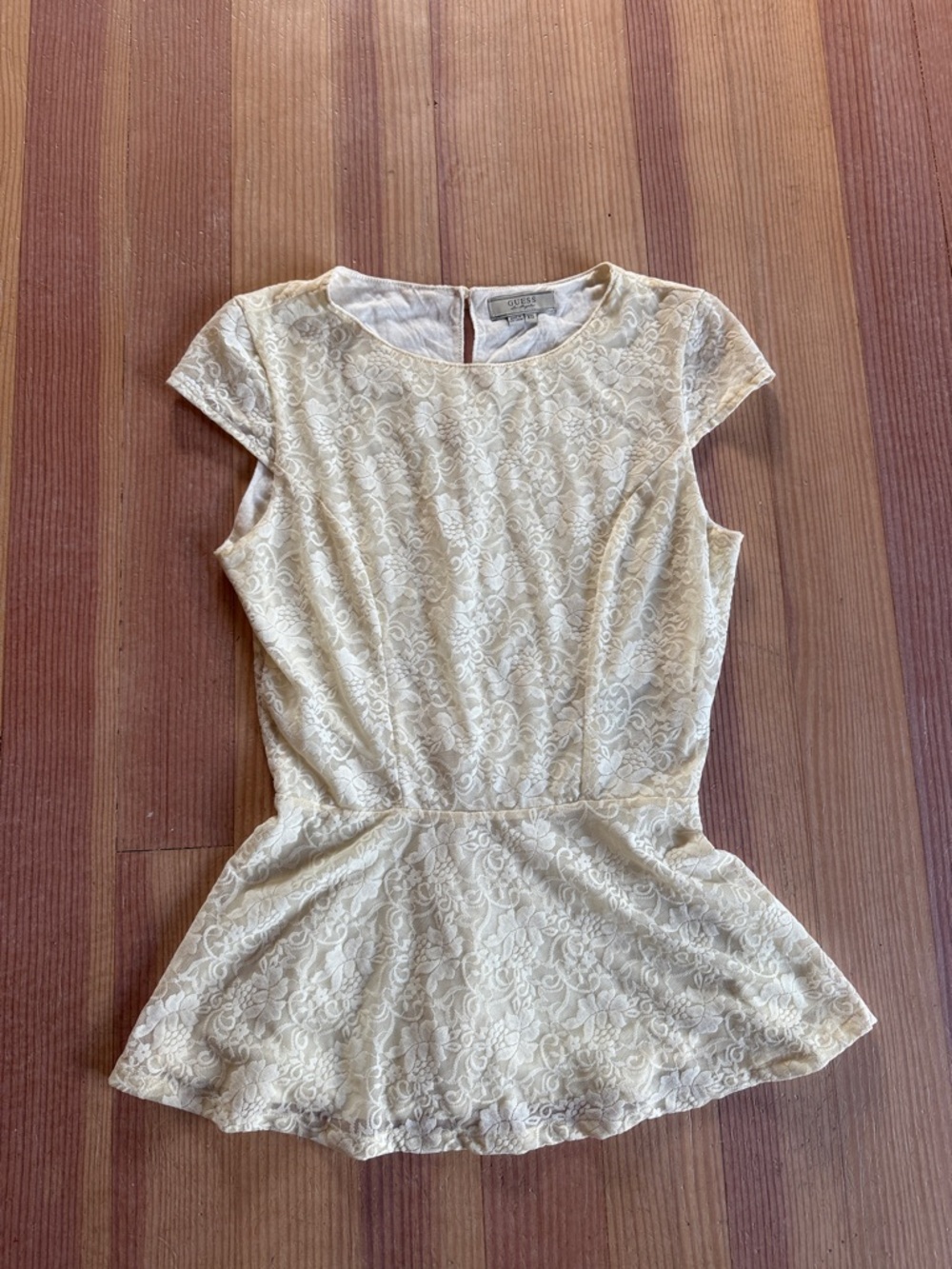 GUESS Lace Peplum Blouse